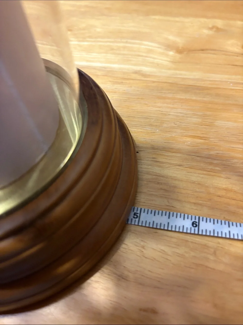 Wood Base Glass Hurricane with White Pillar Candle